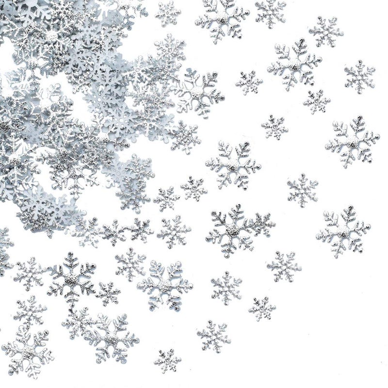 catin 750pcs Snowflakes Confetti for Frozen Birthday Party Decorations Silver Snowflake Table Confetti for Winter Wonderland Snowflakes Embellishments for DIY Crafts, 3 Sizes - Image 1
